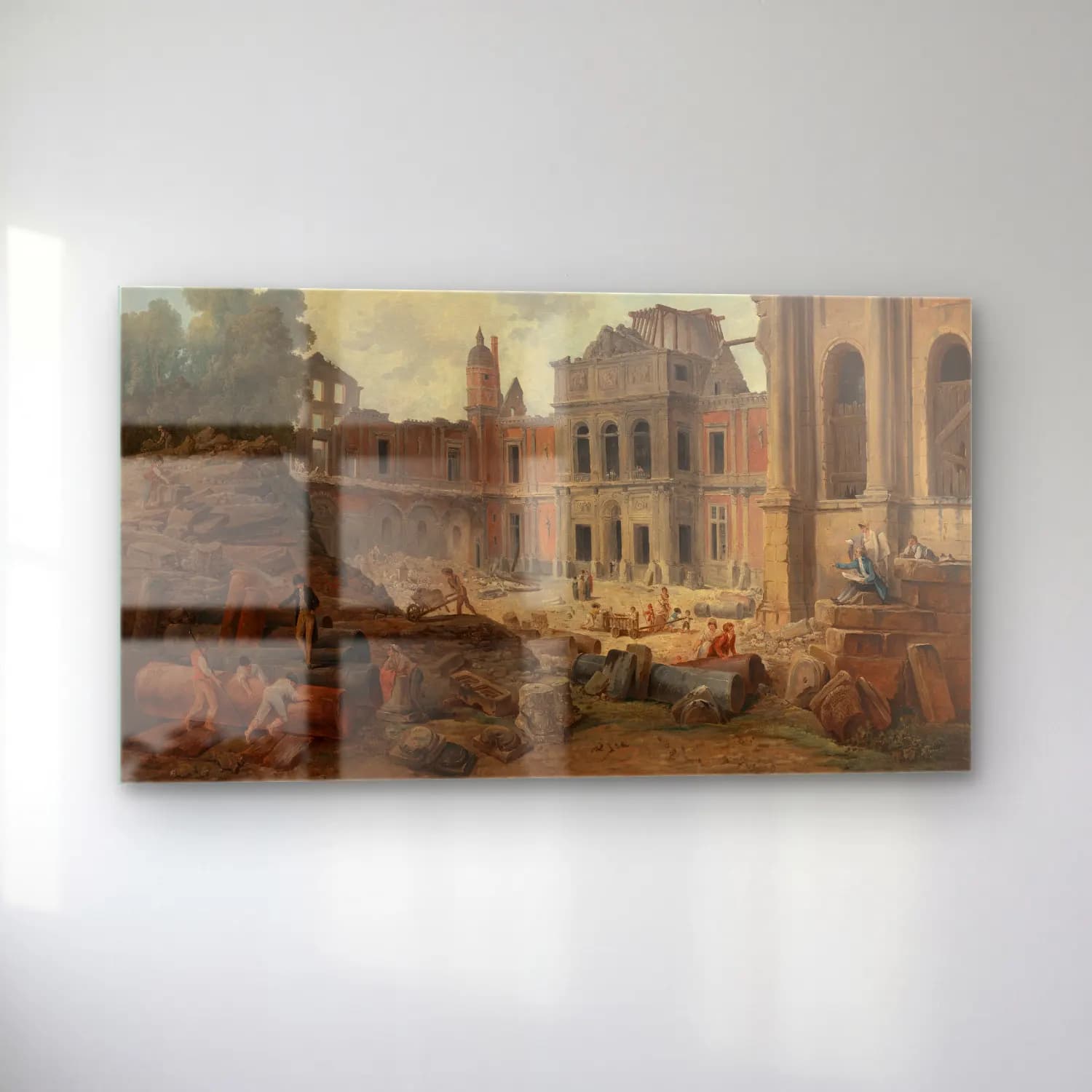 Hubert Robert – Demolition of the Château of Meudon cam tablo — sol açıdan görünüm