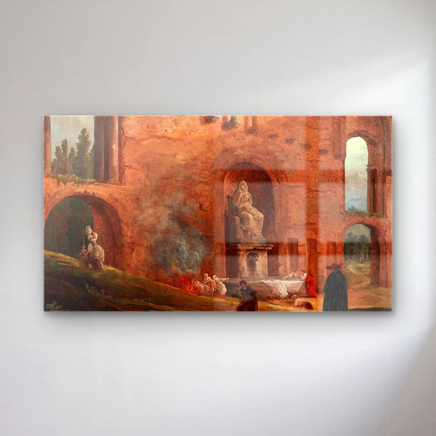 Hubert Robert – Roman ruins with laundresses cam tablo — Hubert Robert – Roman ruins with laundresses — yağlı boya dini sahne