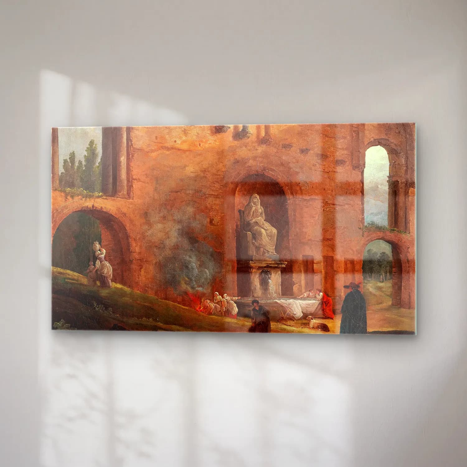 Hubert Robert – Roman ruins with laundresses cam tablo — sağ açıdan görünüm