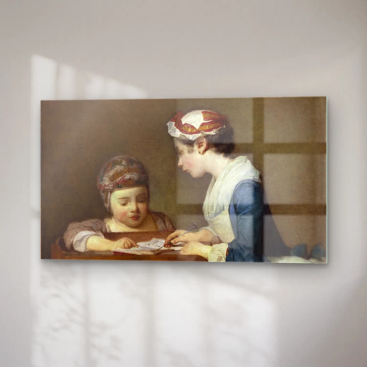 Yağlı Boya Anne ve Çocuk – Pastel Tonlar cam tablo — sağ açıdan görünüm
