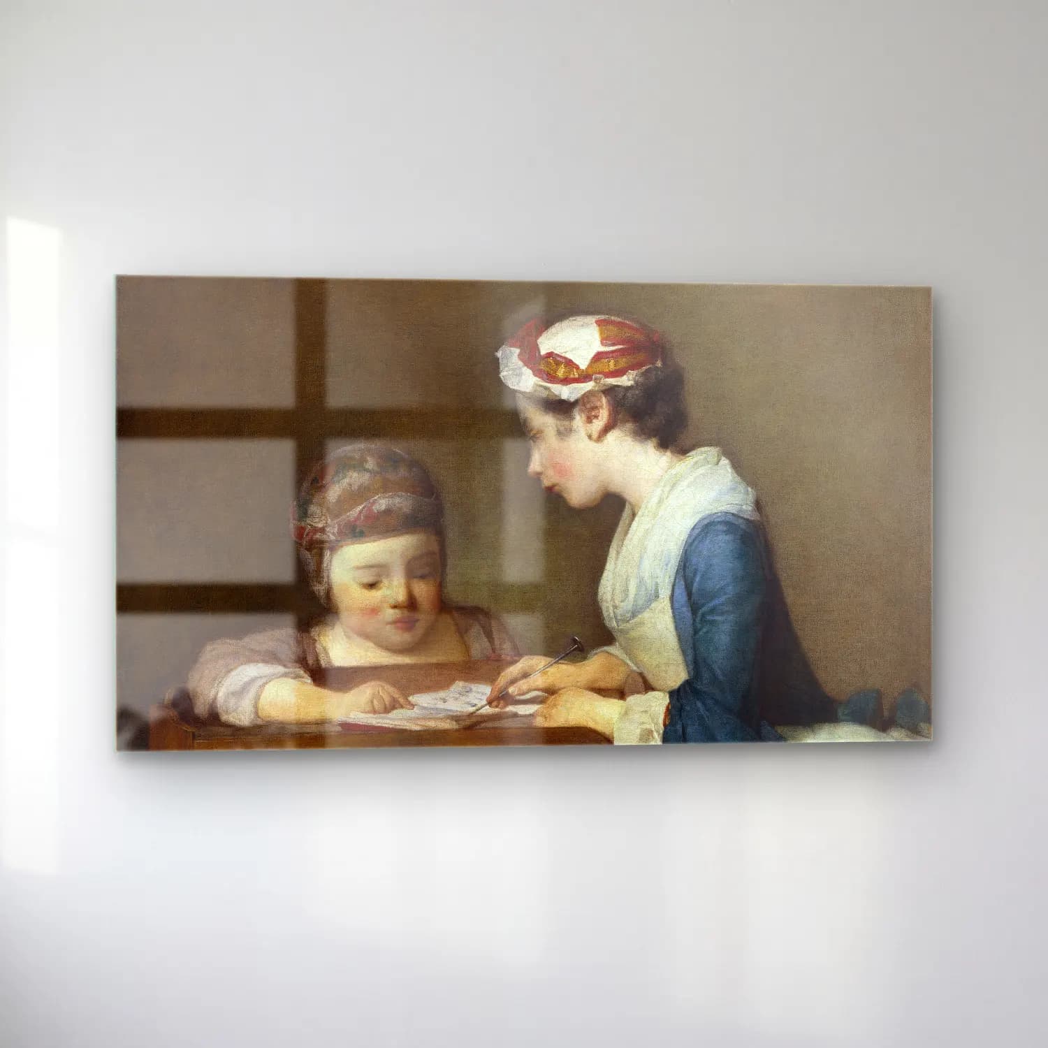 Yağlı Boya Anne ve Çocuk – Pastel Tonlar cam tablo — sol açıdan görünüm