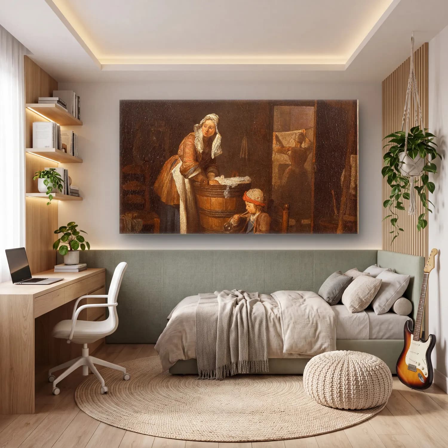 Yağlı Boya Anne ve Çocuk No. 8 cam tablo — genç odasında