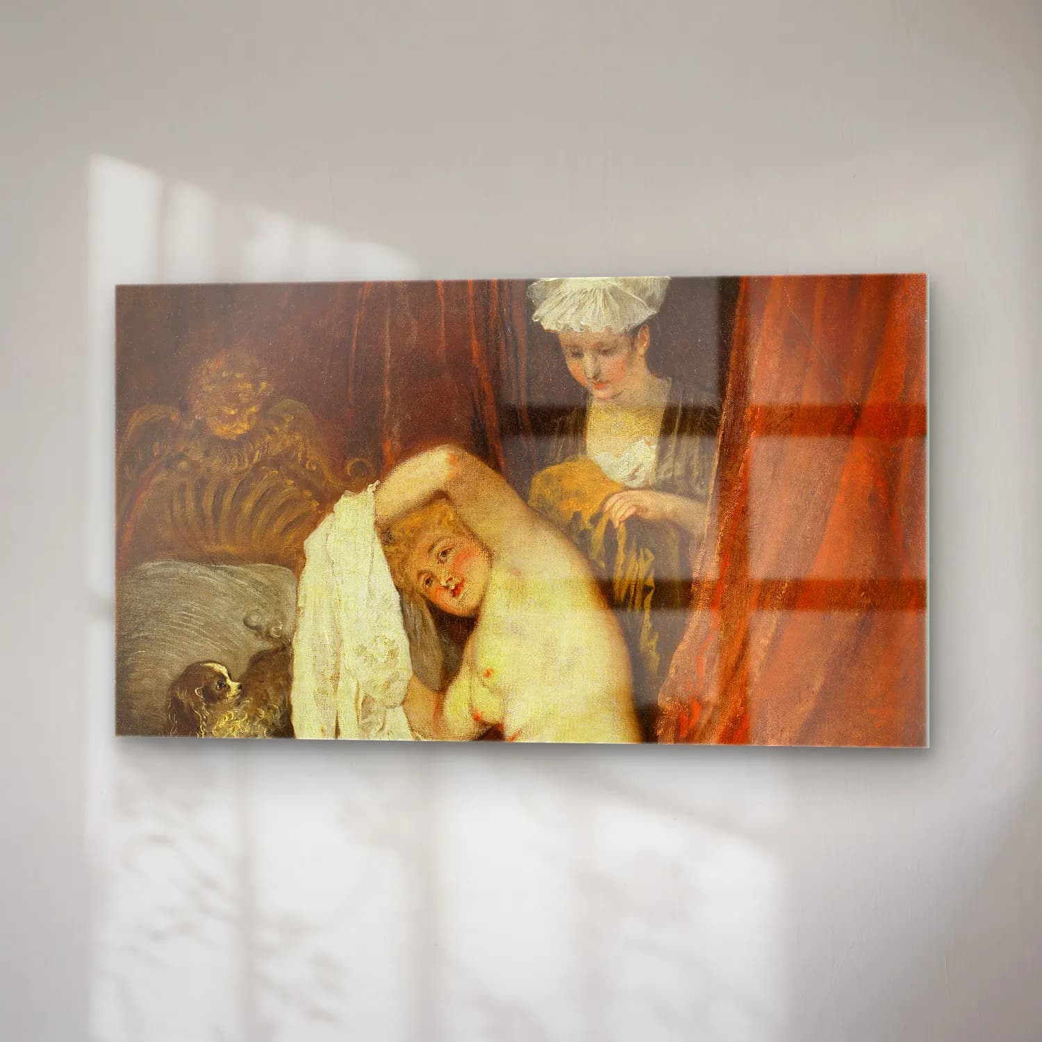 Jean-Antoine Watteau – A Woman at Her Toilet cam tablo — sağ açıdan görünüm