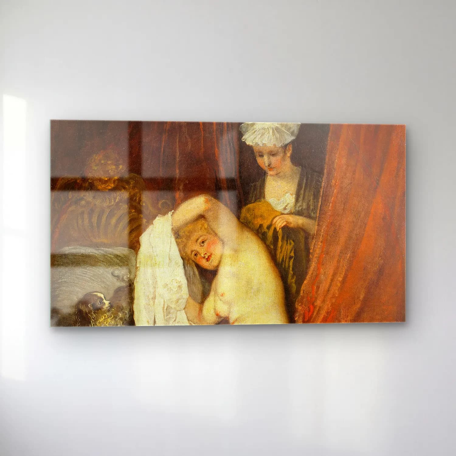 Jean-Antoine Watteau – A Woman at Her Toilet cam tablo — sol açıdan görünüm