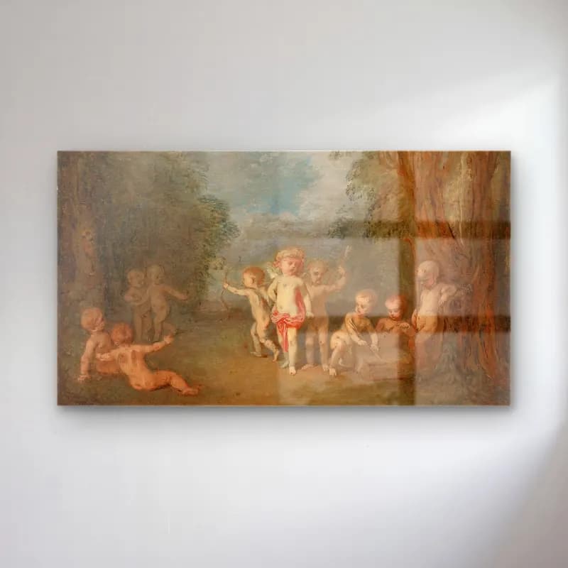 Jean-Antoine Watteau – Cupid’s Realm (Le Royaume De L’amour) cam tablo — Jean-Antoine Watteau – Cupid’s Realm (Le Royaume De L’amour) — yağlı boya mitolojik sahne
