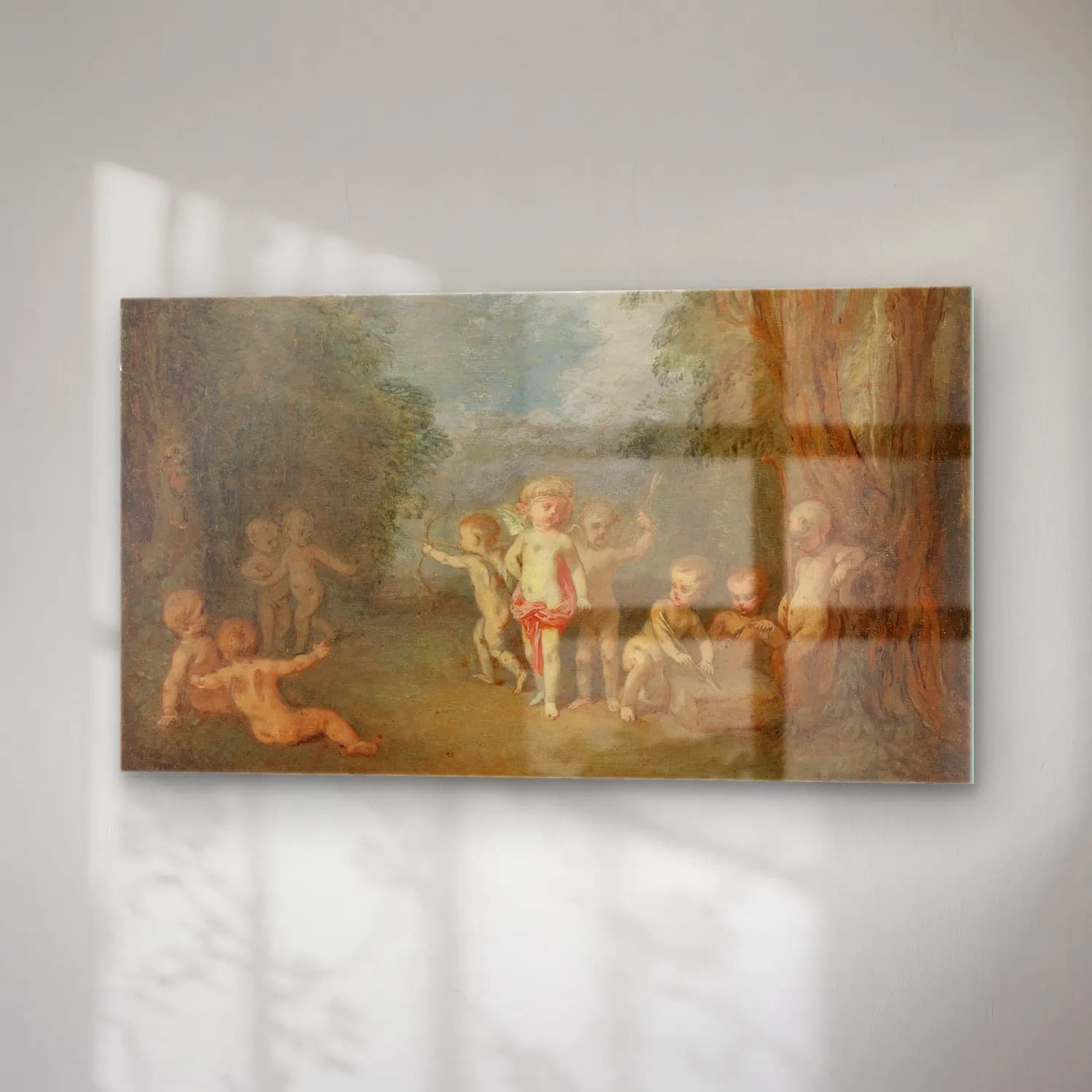 Jean-Antoine Watteau – Cupid’s Realm (Le Royaume De L’amour) cam tablo — sağ açıdan görünüm