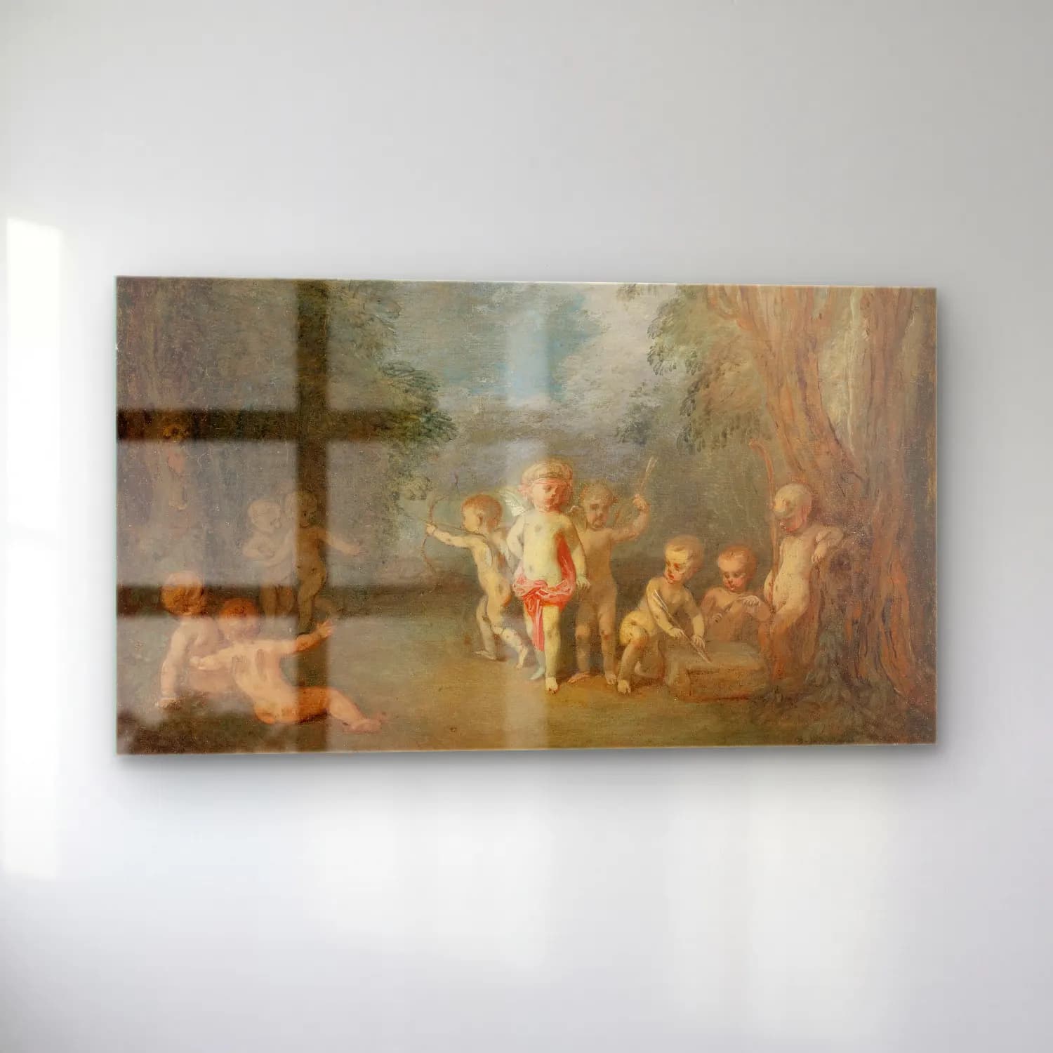 Jean-Antoine Watteau – Cupid’s Realm (Le Royaume De L’amour) cam tablo — sol açıdan görünüm