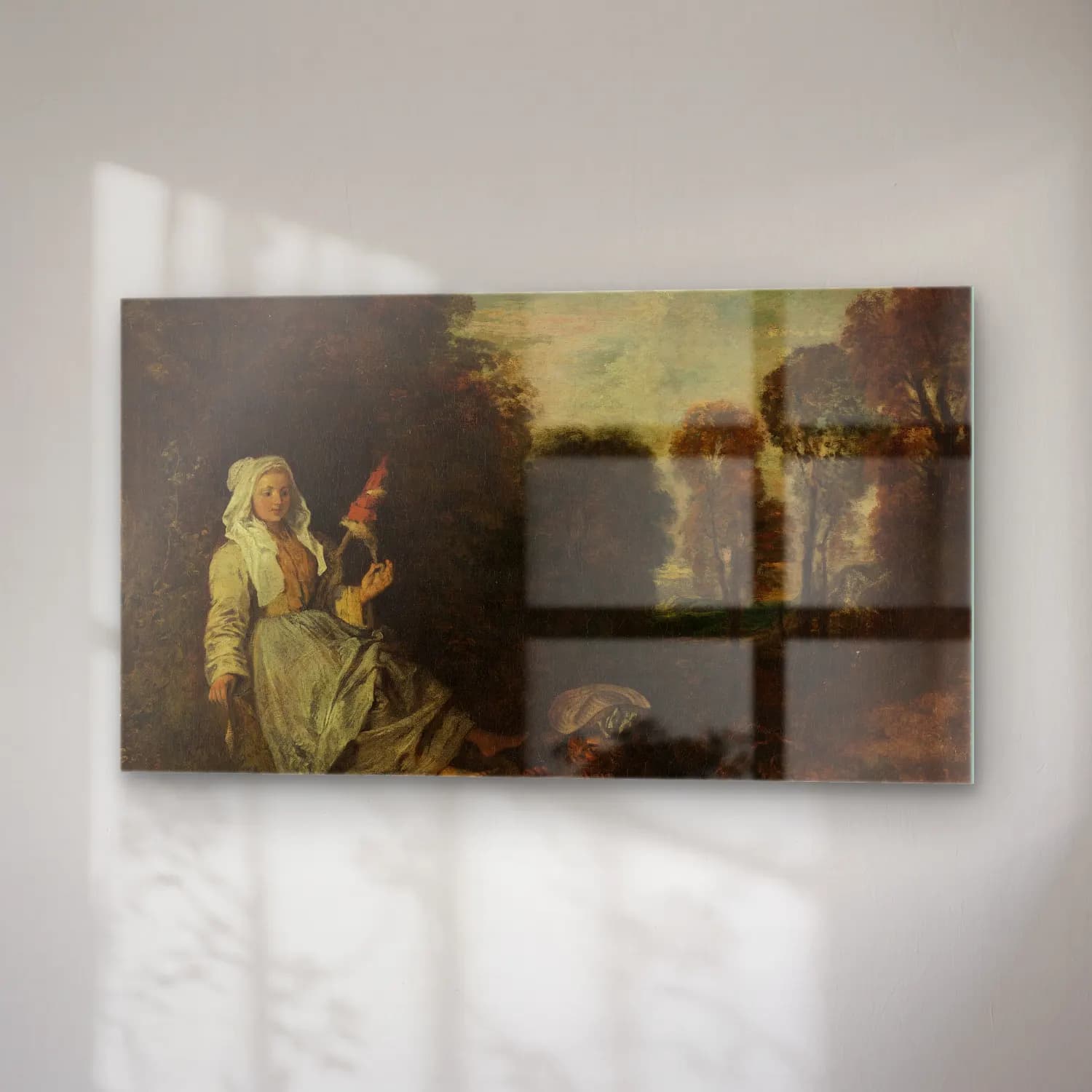 Jean-Antoine Watteau – Evening Landscape with Spinner cam tablo — sağ açıdan görünüm