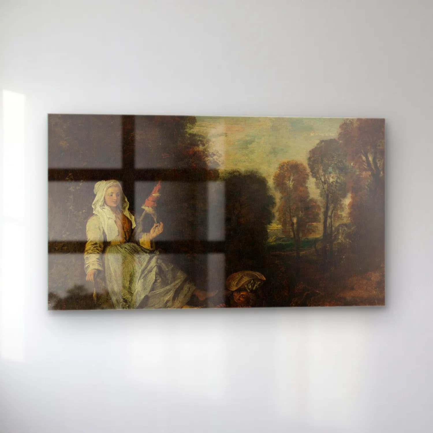Jean-Antoine Watteau – Evening Landscape with Spinner cam tablo — sol açıdan görünüm