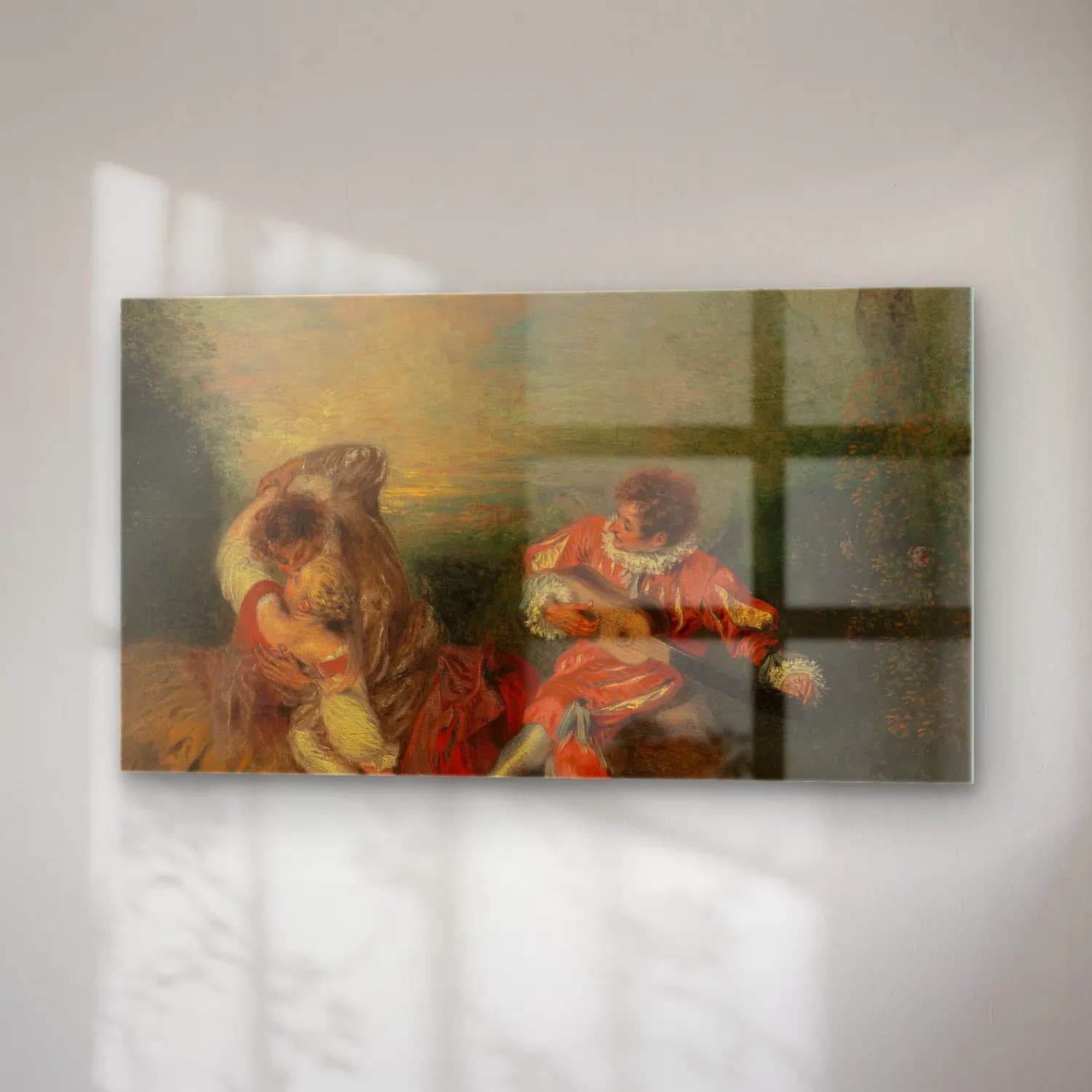 Jean-Antoine Watteau – La Surprise cam tablo — sağ açıdan görünüm