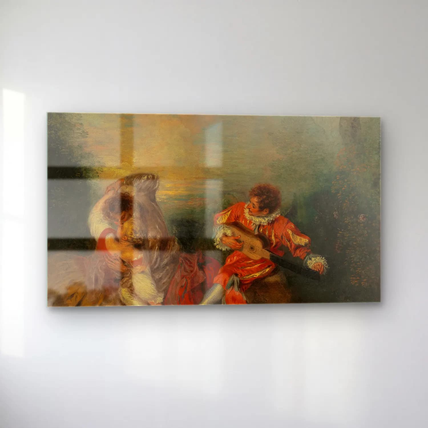 Jean-Antoine Watteau – La Surprise cam tablo — sol açıdan görünüm
