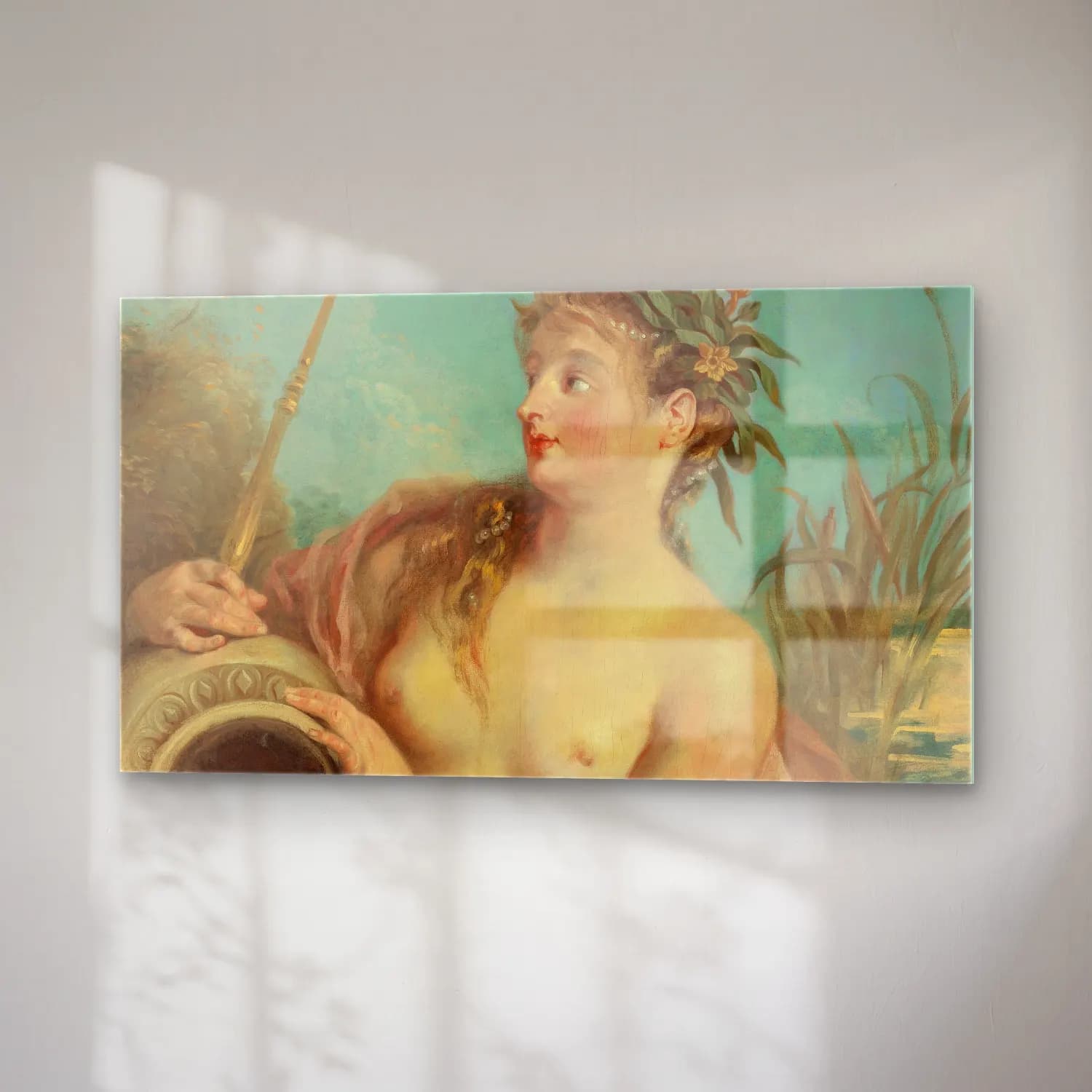 Jean-Antoine Watteau – Nymphe De Fontaine cam tablo — sağ açıdan görünüm