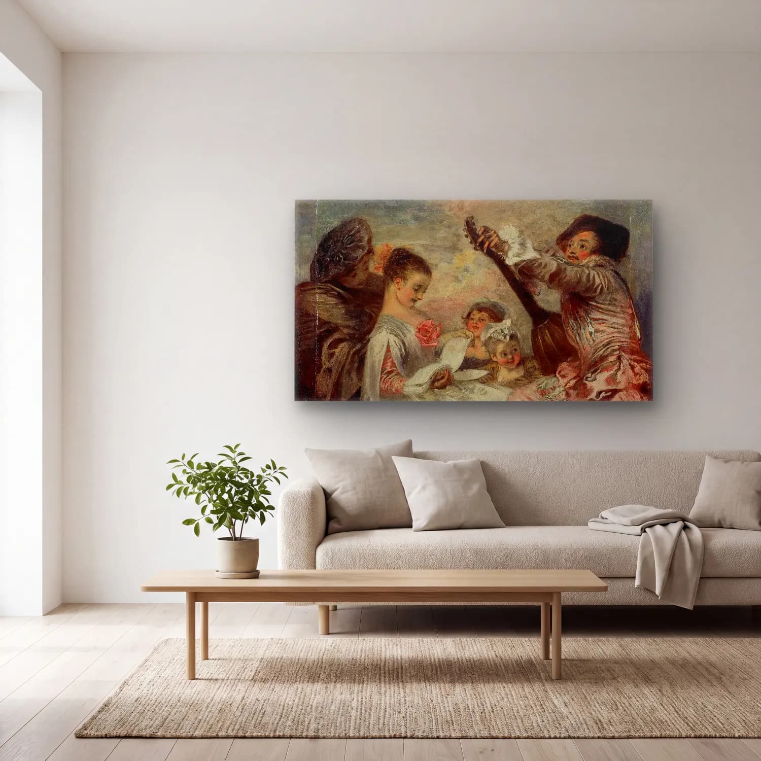 Jean-Antoine Watteau – Pour nous prouver que cette belle cam tablo — açık renk salonda