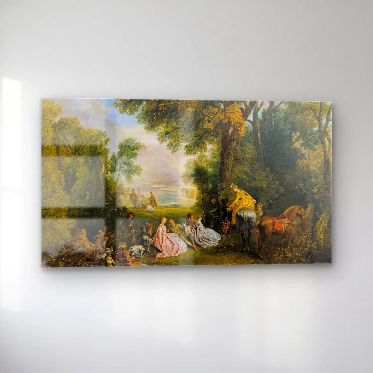 Jean-Antoine Watteau – Rendez-vous de chasse cam tablo — sol açıdan görünüm