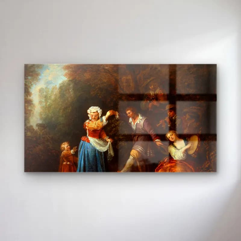 Jean-Antoine Watteau – The Country Dance cam tablo — Jean-Antoine Watteau – The Country Dance — yağlı boya dansçılar