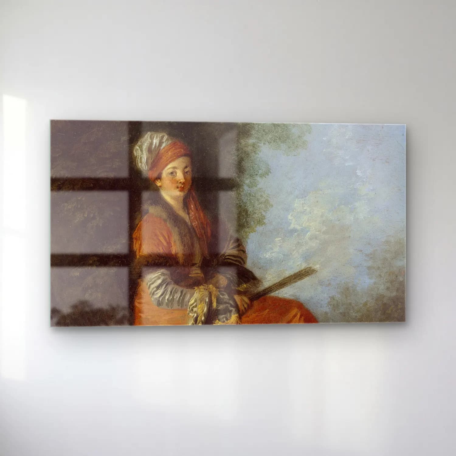 Jean-Antoine Watteau – The Dreamer (La Rêveuse) cam tablo — sol açıdan görünüm
