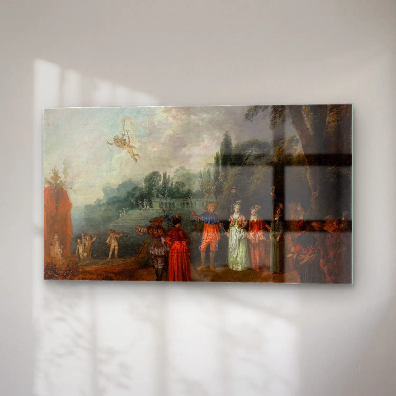 Jean-Antoine Watteau – The Embarkation for Cythera (ca. 1709 – 1710) cam tablo — sağ açıdan görünüm