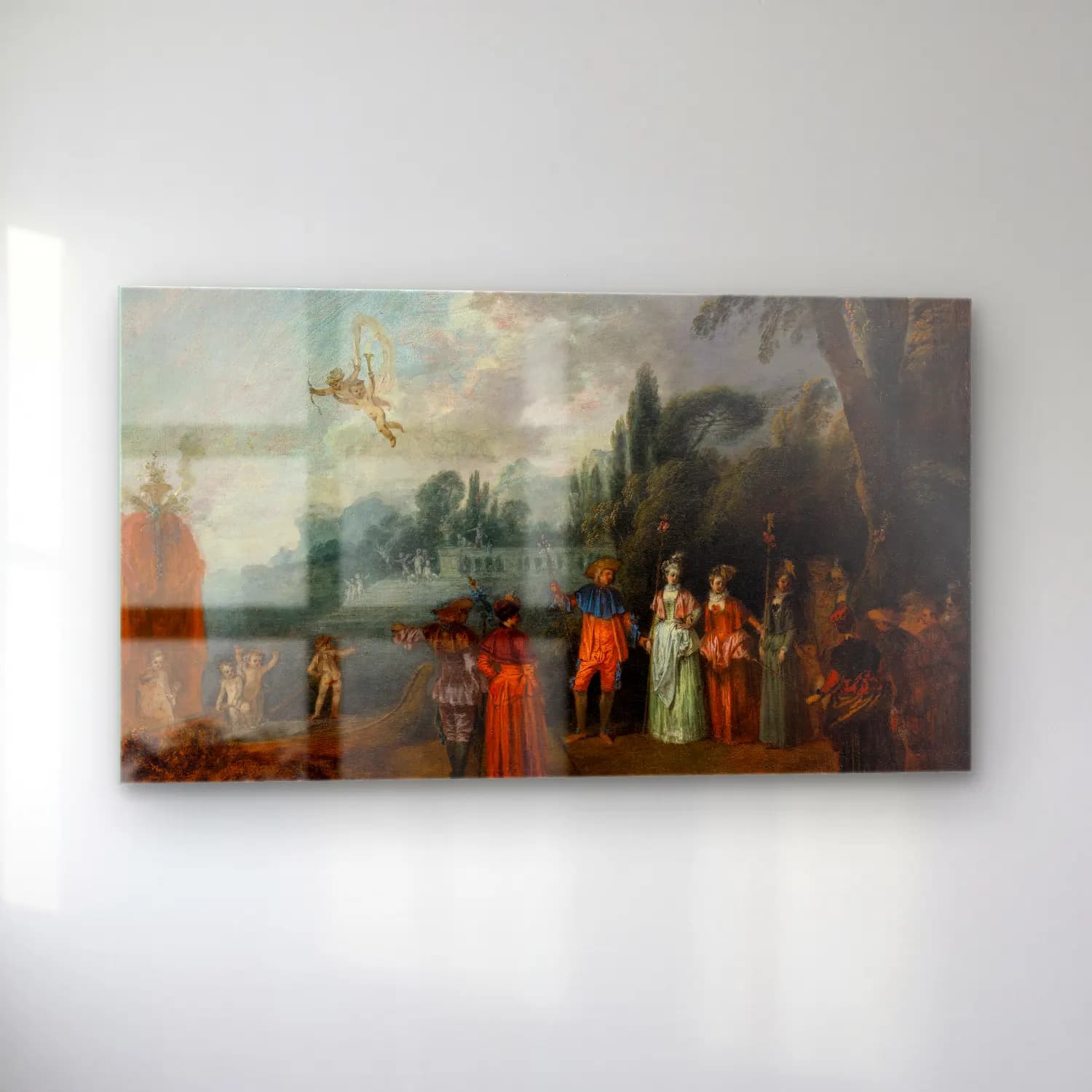 Jean-Antoine Watteau – The Embarkation for Cythera (ca. 1709 – 1710) cam tablo — sol açıdan görünüm