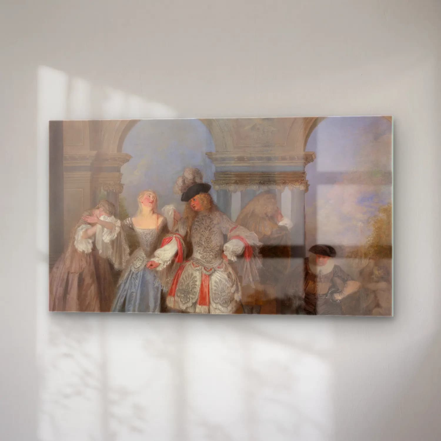Jean-Antoine Watteau – The French Comedians (ca. 1720) cam tablo — sağ açıdan görünüm