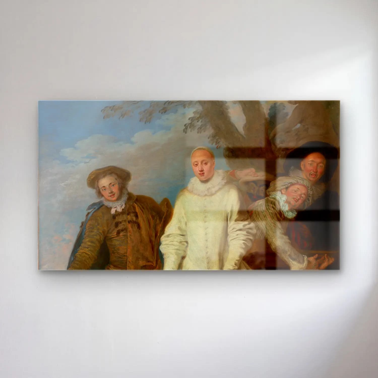 Jean-Antoine Watteau – The Italian Comedians (about 1720) cam tablo — Jean-Antoine Watteau – The Italian Comedians (about 1720) — yağlı boya dini sahne