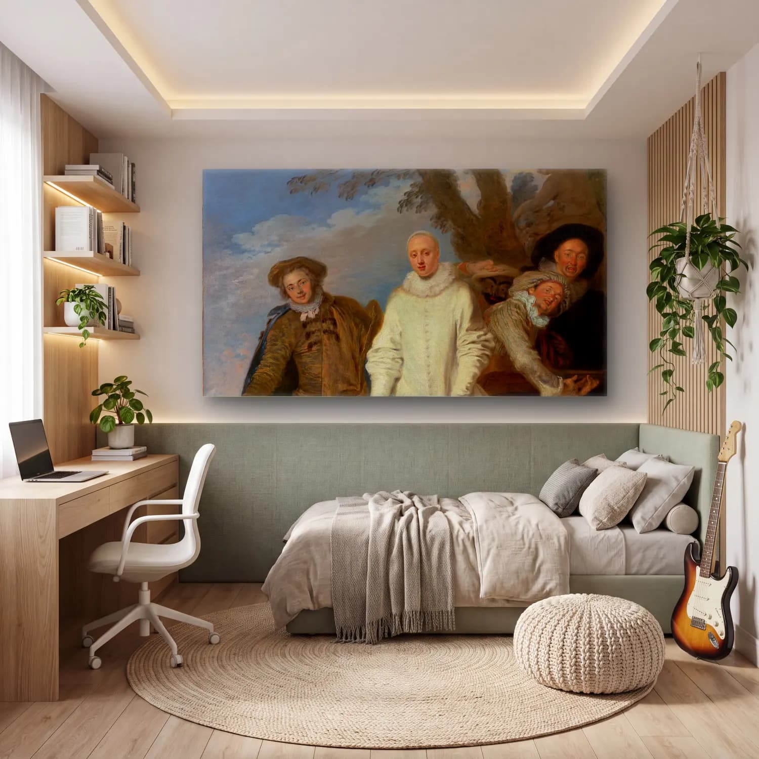 Jean-Antoine Watteau – The Italian Comedians (about 1720) cam tablo — genç odasında