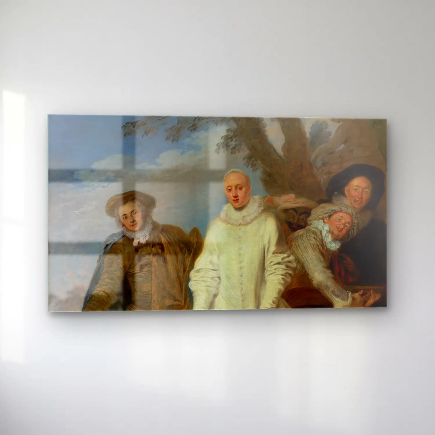 Jean-Antoine Watteau – The Italian Comedians (about 1720) cam tablo — sol açıdan görünüm