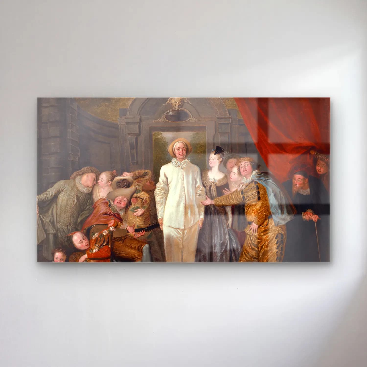 Jean-Antoine Watteau – The Italian Comedians (probably 1720) cam tablo — Jean-Antoine Watteau – The Italian Comedians (probably 1720) — yağlı boya dini sahne