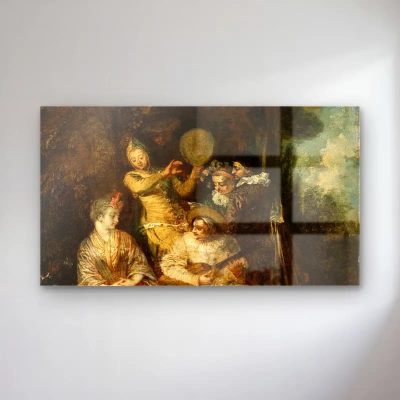 Jean-Antoine Watteau – The Italian Serenade cam tablo — Jean-Antoine Watteau – The Italian Serenade — empresyonist dini sahne