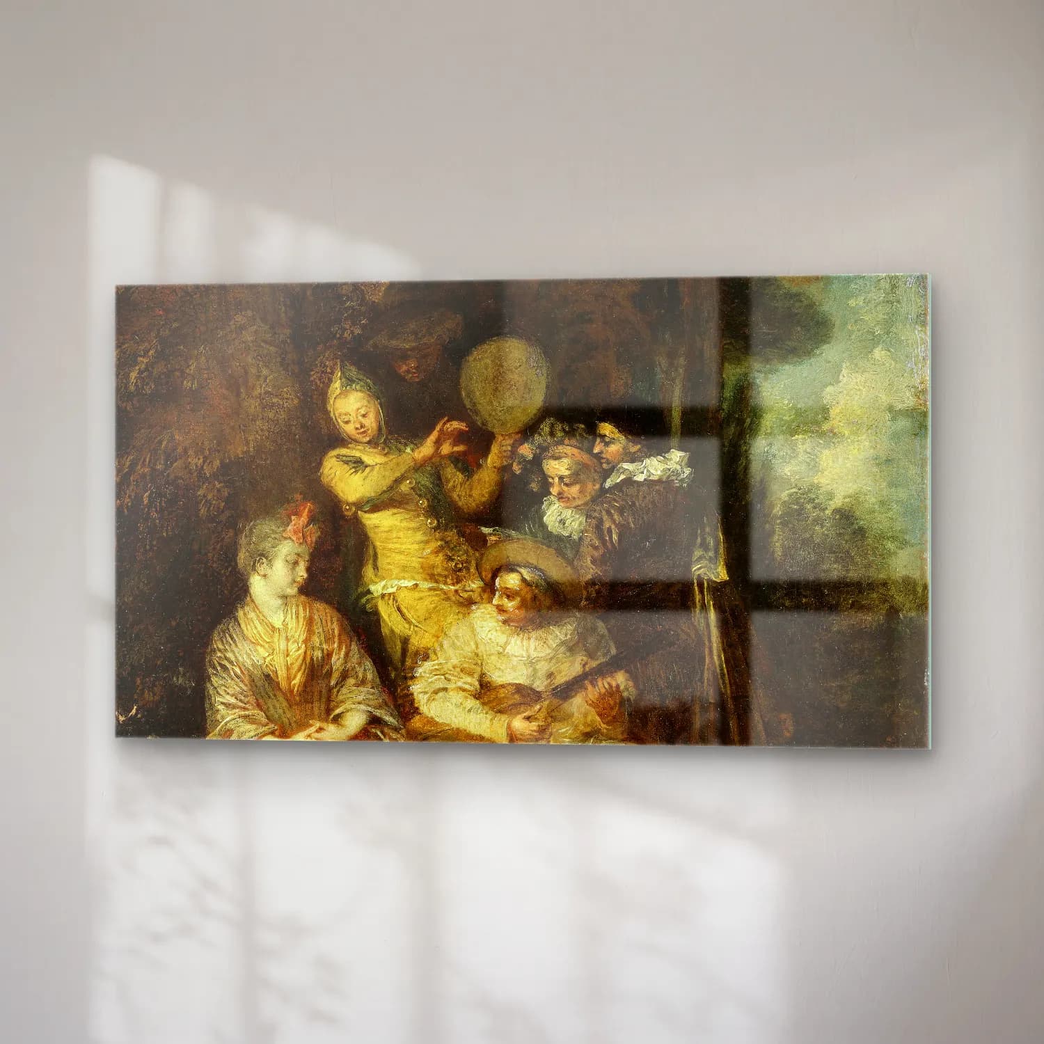 Jean-Antoine Watteau – The Italian Serenade cam tablo — sağ açıdan görünüm