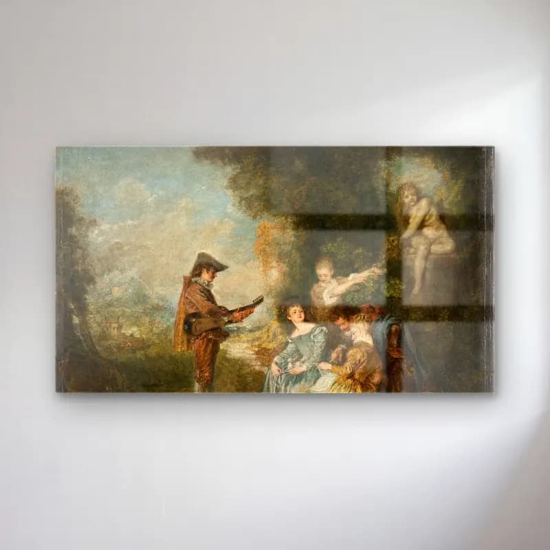 Jean-Antoine Watteau – The Love Lesson cam tablo — Jean-Antoine Watteau – The Love Lesson — empresyonist dini sahne