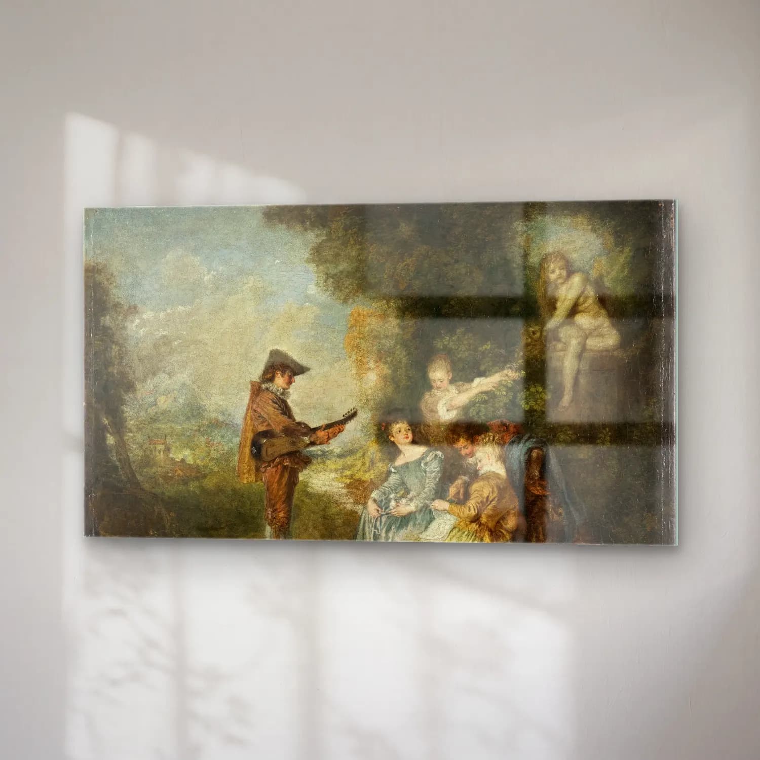 Jean-Antoine Watteau – The Love Lesson cam tablo — sağ açıdan görünüm