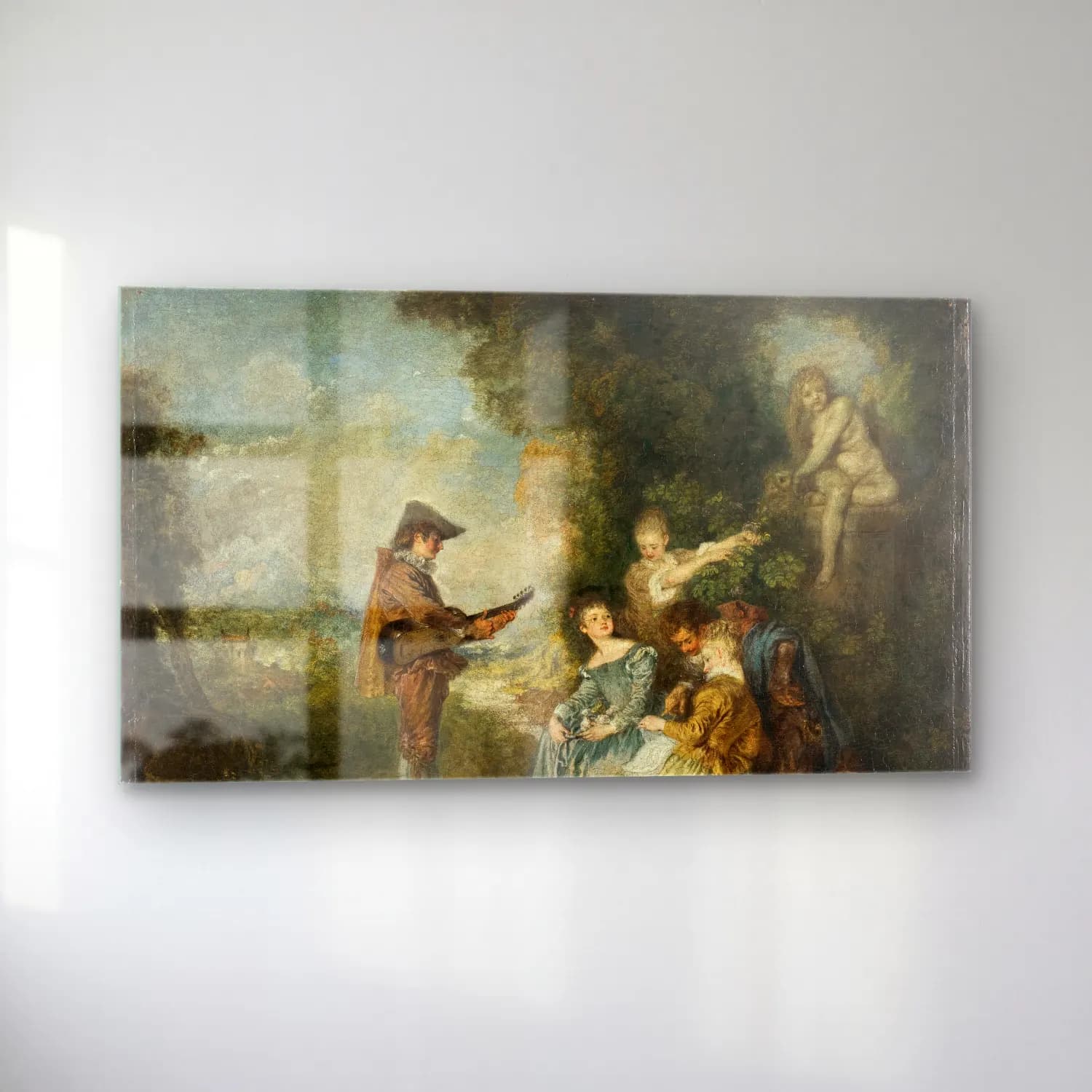 Jean-Antoine Watteau – The Love Lesson cam tablo — sol açıdan görünüm