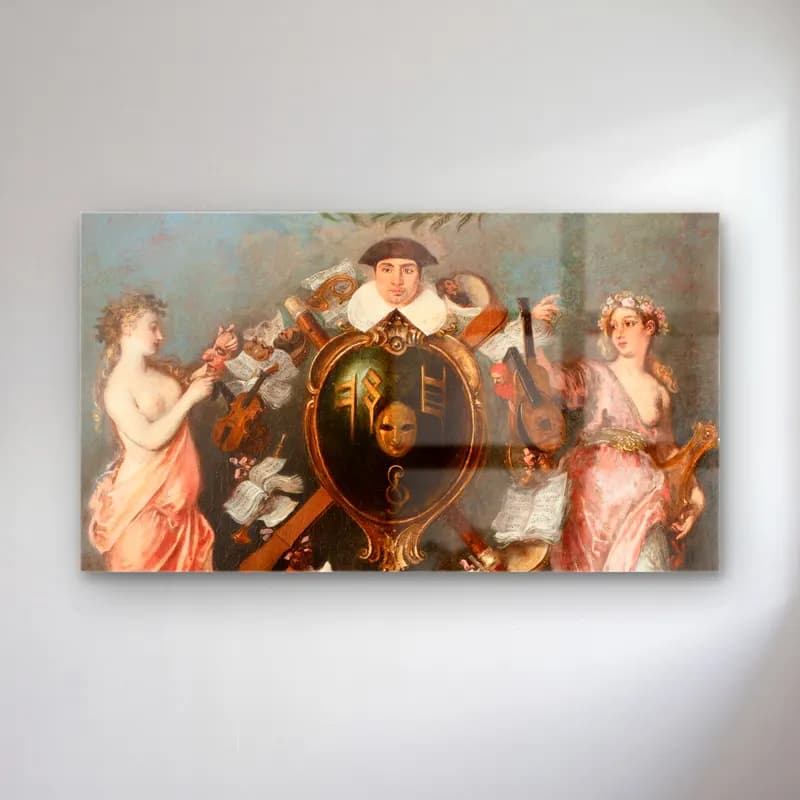 Jean-Antoine Watteau – The Union of Music and Comedy cam tablo — Jean-Antoine Watteau – The Union of Music and Comedy — yağlı boya erkek portresi