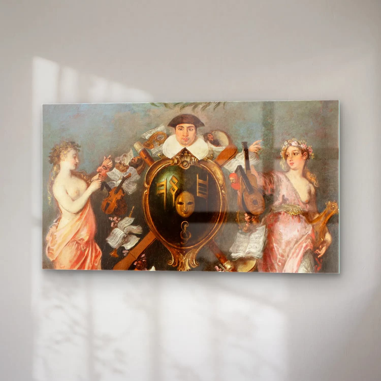 Jean-Antoine Watteau – The Union of Music and Comedy cam tablo — sağ açıdan görünüm