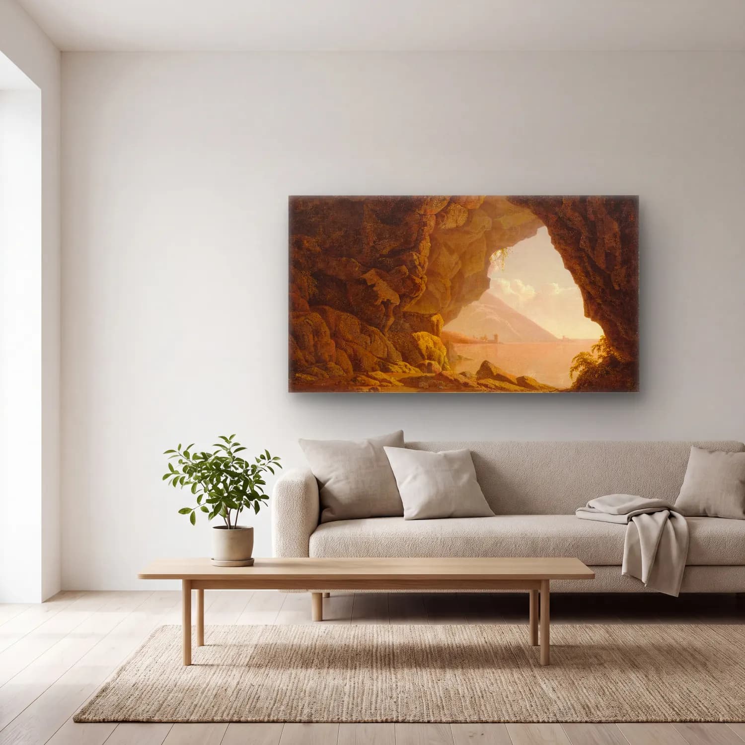 Joseph Wright – Cavern, near Naples cam tablo — açık renk salonda