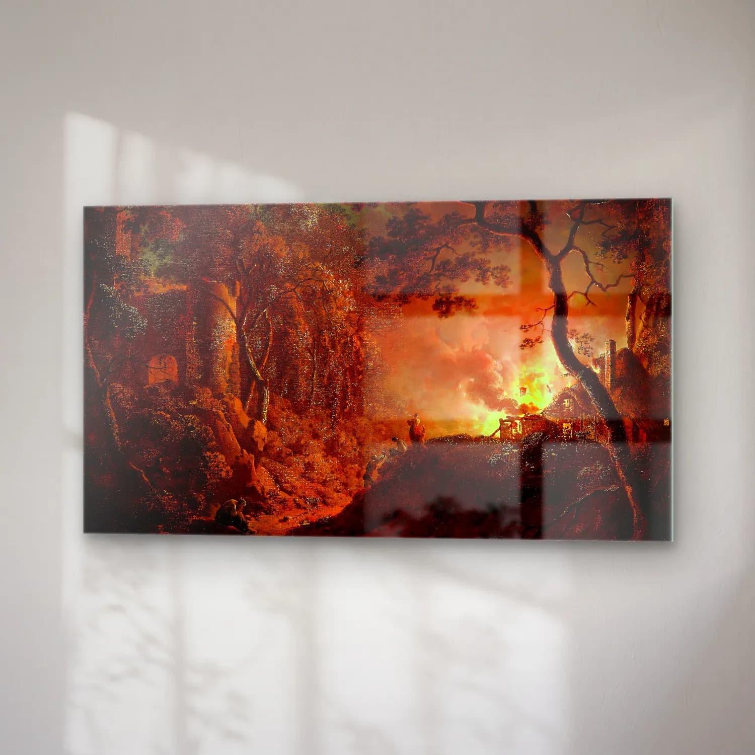 Joseph Wright – Cottage on Fire cam tablo — sağ açıdan görünüm