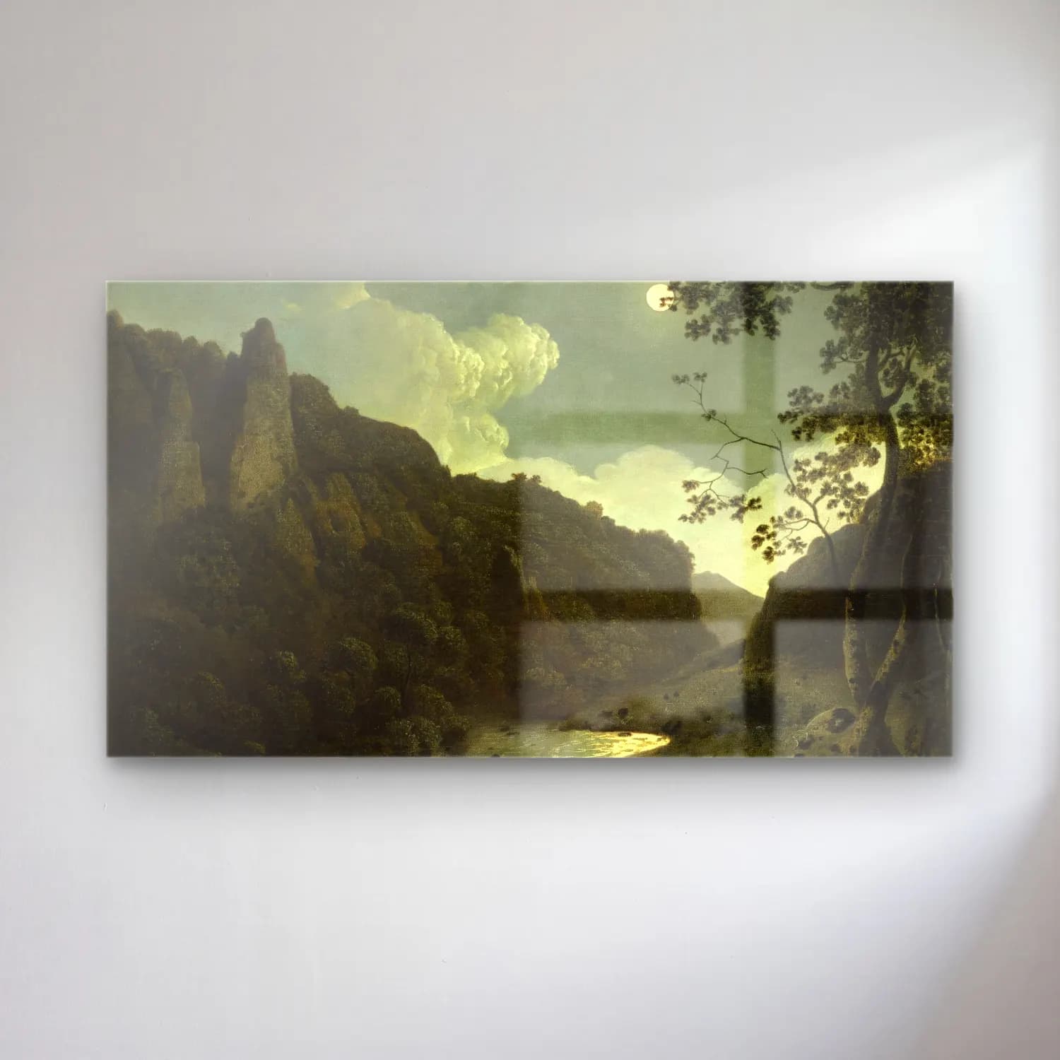 Joseph Wright – Dovedale cam tablo — Joseph Wright – Dovedale — yağlı boya dağ manzarası