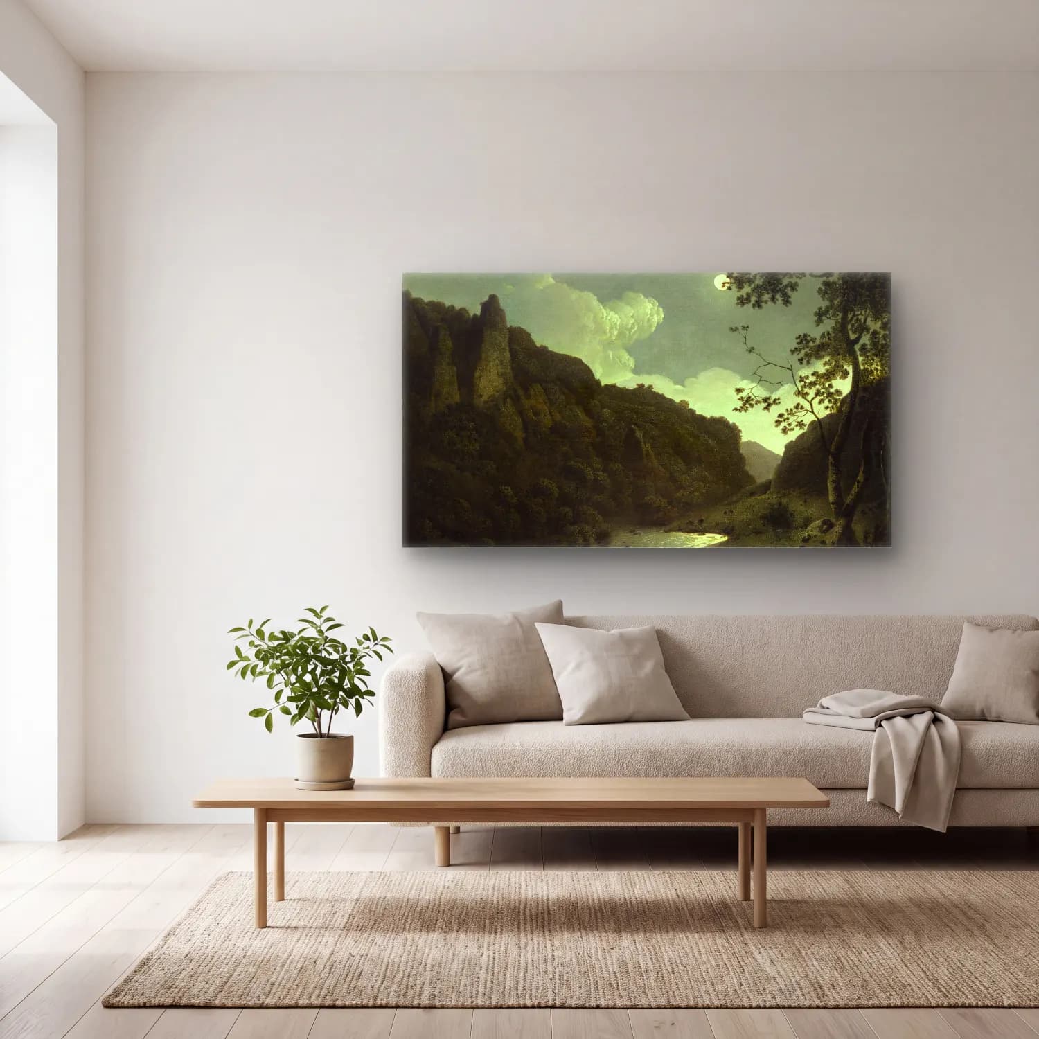 Joseph Wright – Dovedale cam tablo — açık renk salonda
