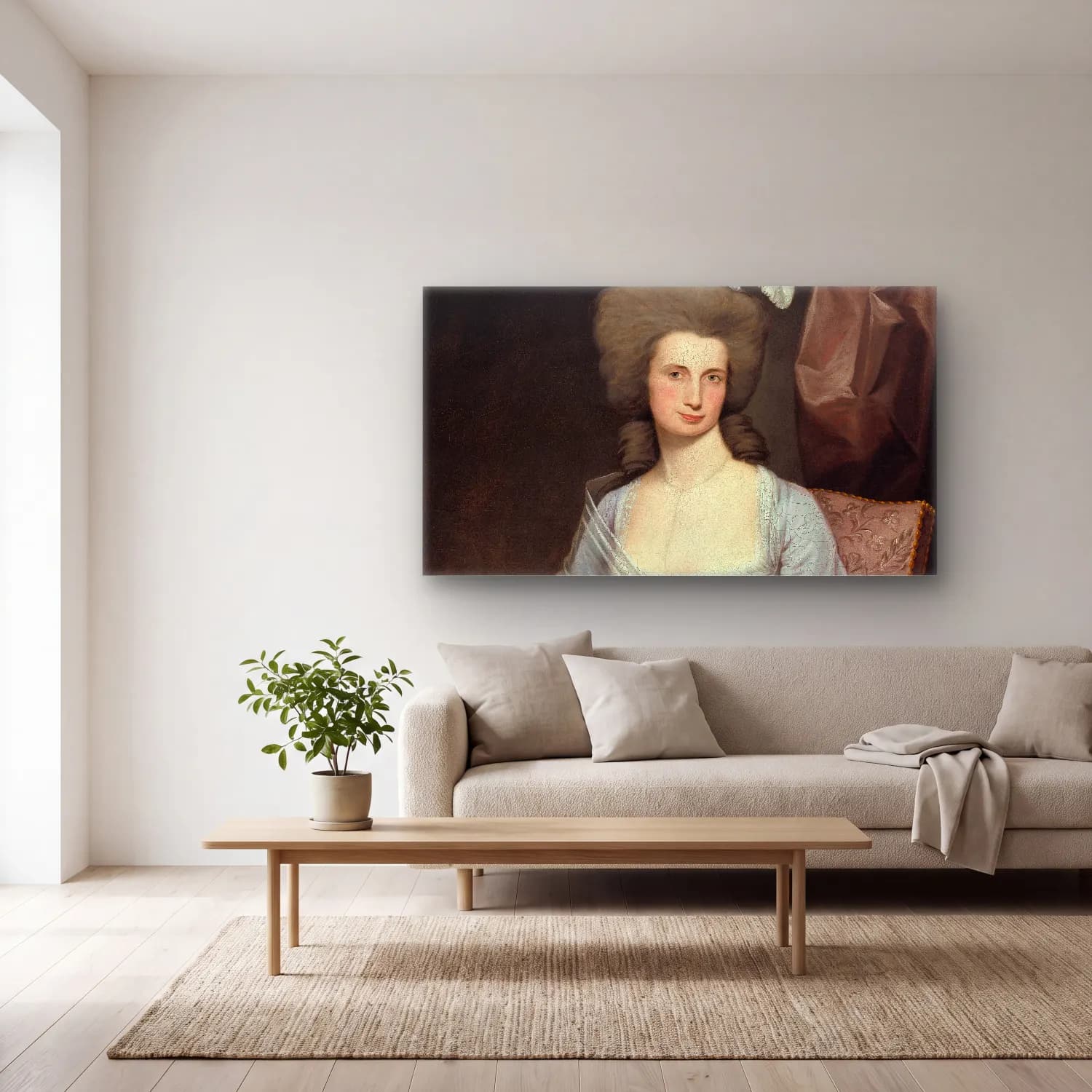 Joseph Wright – Elizabeth Stevens Carle cam tablo — açık renk salonda