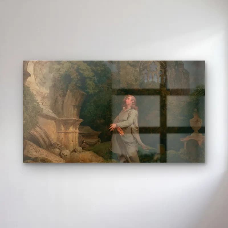 Philip James de Loutherbourg – A Philosopher in a Moonlit Churchyard cam tablo — Philip James de Loutherbourg – A Philosopher in a Moonlit Churchyard — yağlı boya dini sahne
