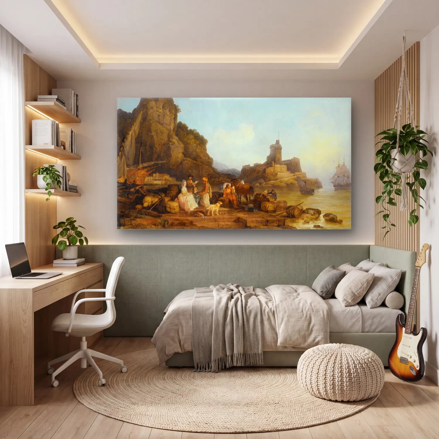 Philip James de Loutherbourg – A Sea Port In The Levant, Morning cam tablo — genç odasında