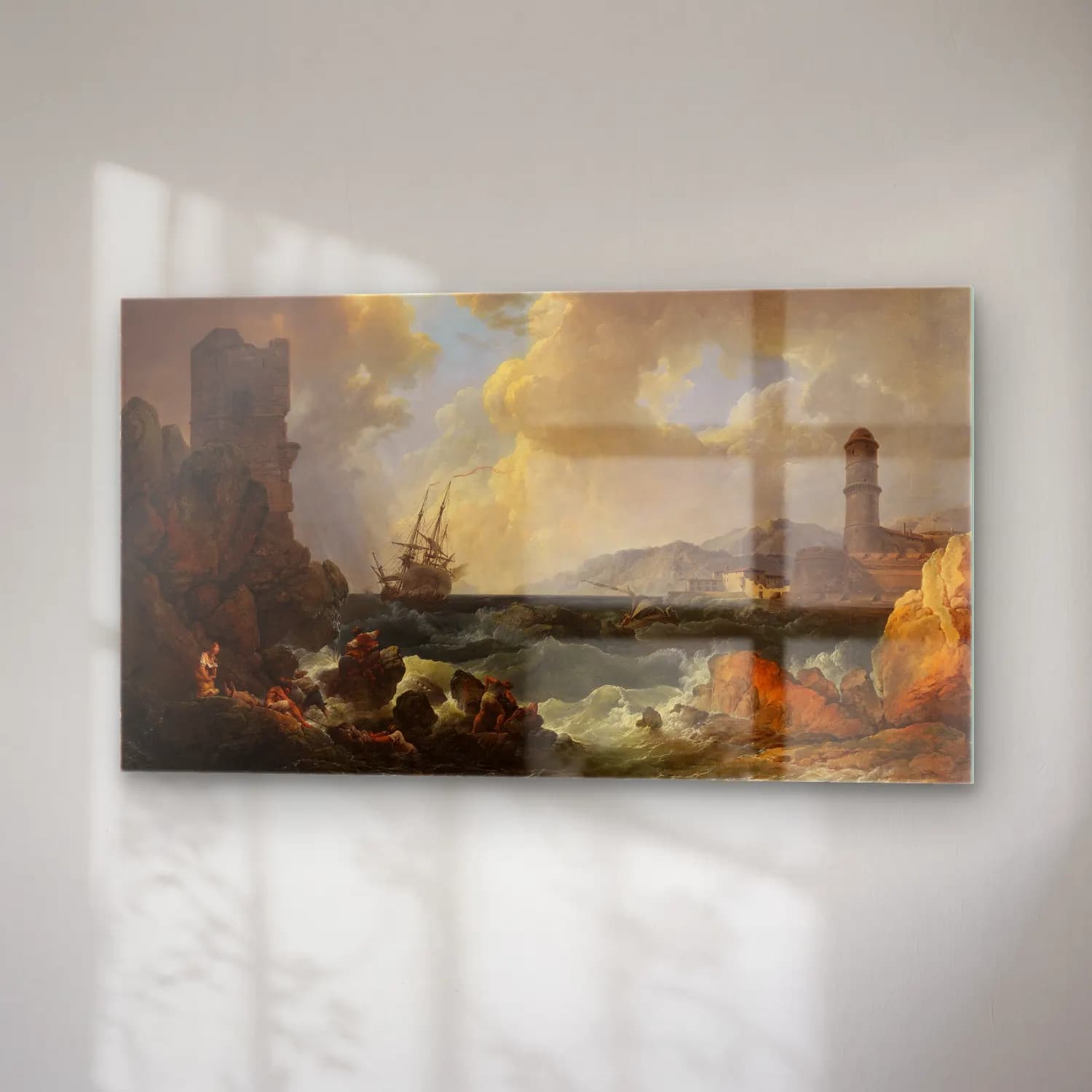 Philip James de Loutherbourg – A Storm at the Entrance of a Mediterranean Port cam tablo — sağ açıdan görünüm