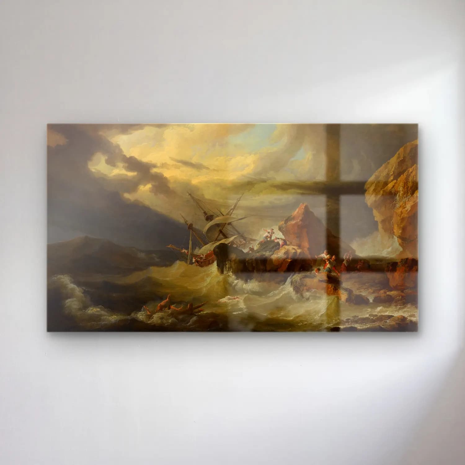 Philip James de Loutherbourg – A shipwreck off a rocky coast cam tablo — Philip James de Loutherbourg – A shipwreck off a rocky coast — yağlı boya fırtınalı denizde gemi