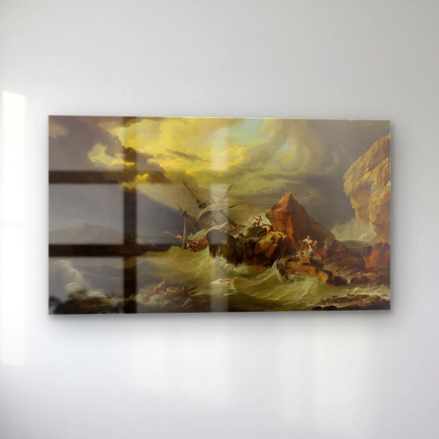 Philip James de Loutherbourg – A shipwreck off a rocky coast cam tablo — sol açıdan görünüm