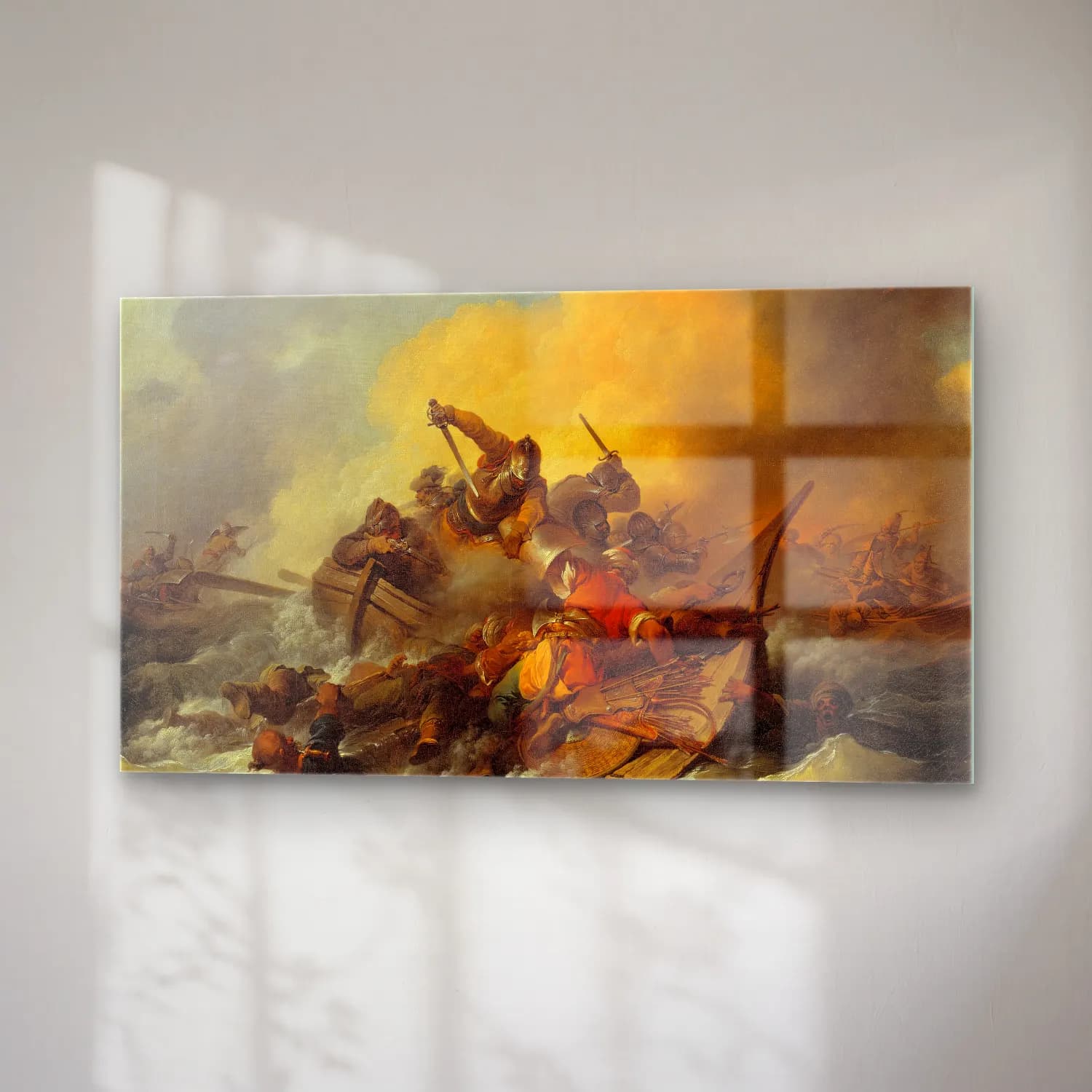 Philip James de Loutherbourg – Battle at Sea between Soldiers and Oriental Pirates cam tablo — sağ açıdan görünüm