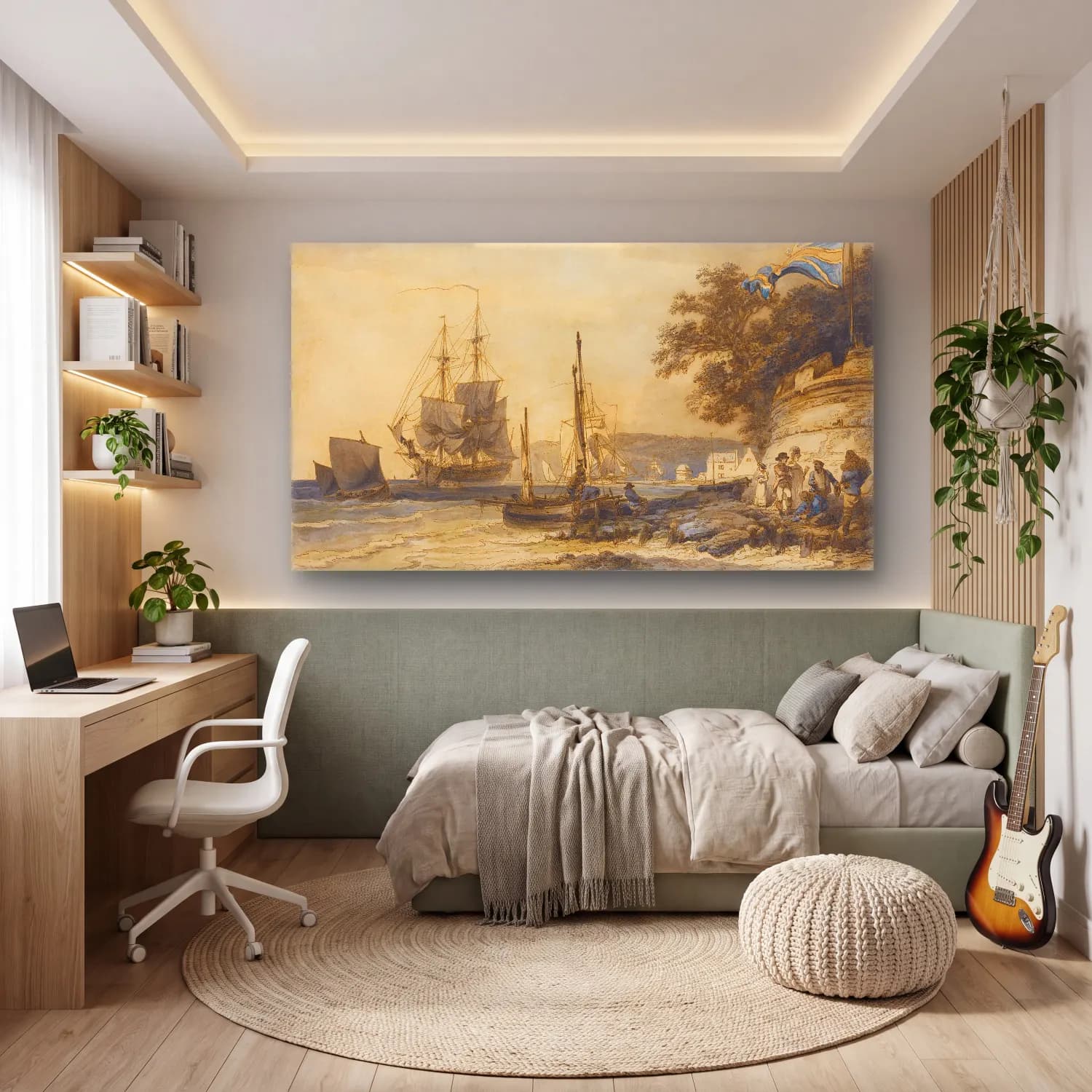 Philip James de Loutherbourg – Cowes Castle, Isle Of Wight cam tablo — genç odasında