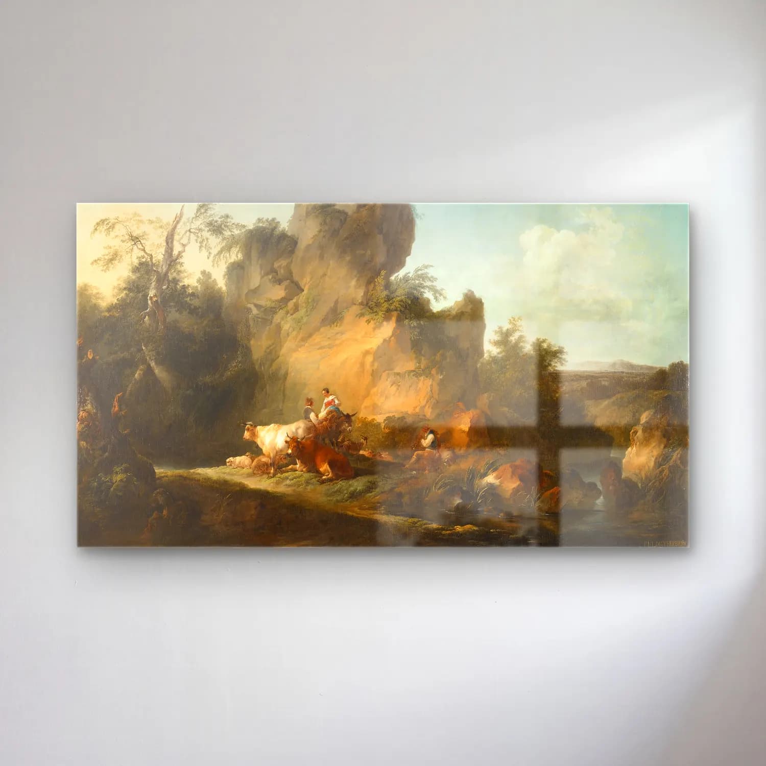 Philip James de Loutherbourg – Landscape with Figures and Animals cam tablo — Philip James de Loutherbourg – Landscape with Figures and Animals — yağlı boya mitolojik sahne