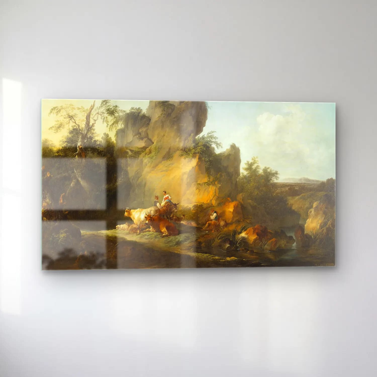 Philip James de Loutherbourg – Landscape with Figures and Animals cam tablo — sol açıdan görünüm