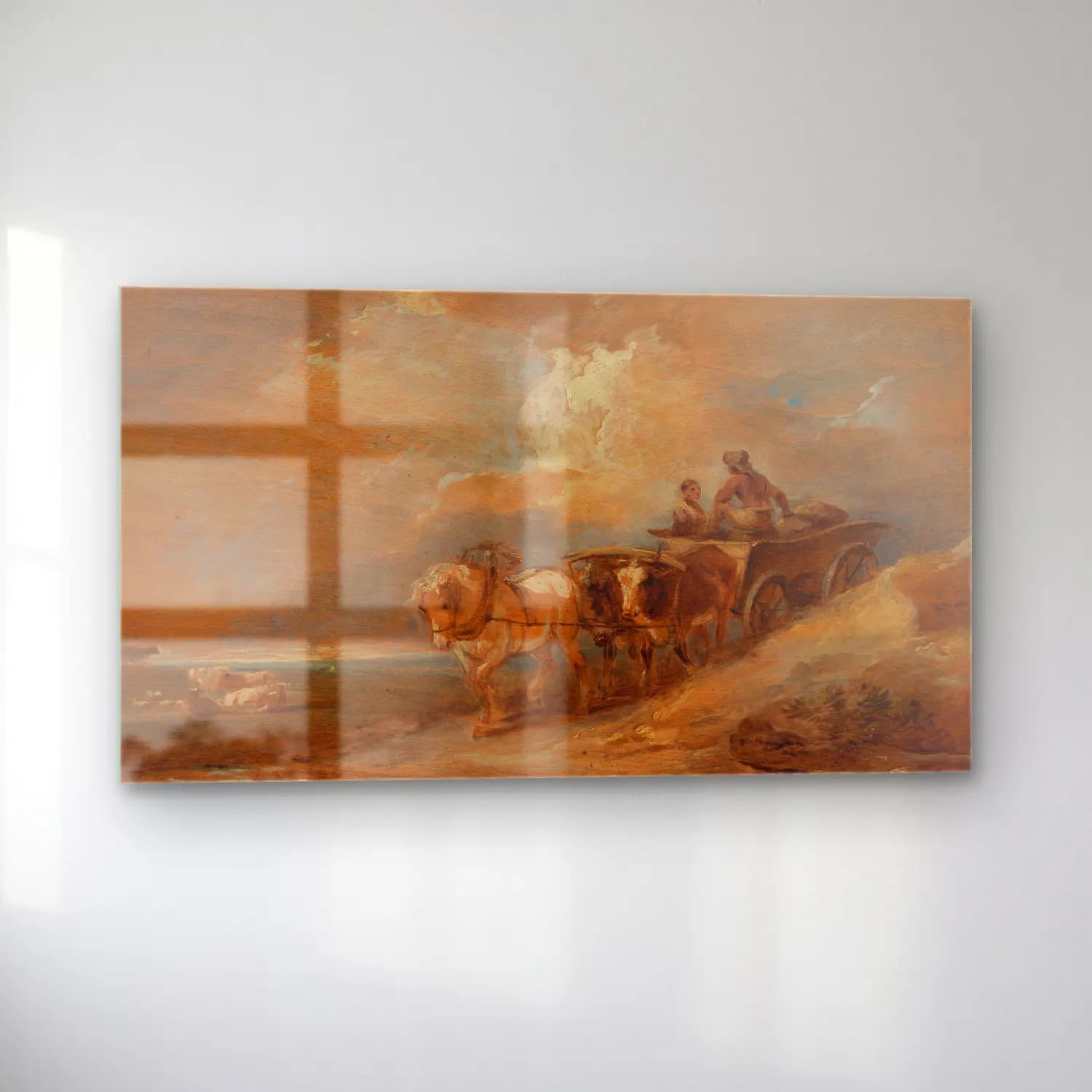 Philip James de Loutherbourg – Landscape with Horse and Oxen Cart cam tablo — sol açıdan görünüm