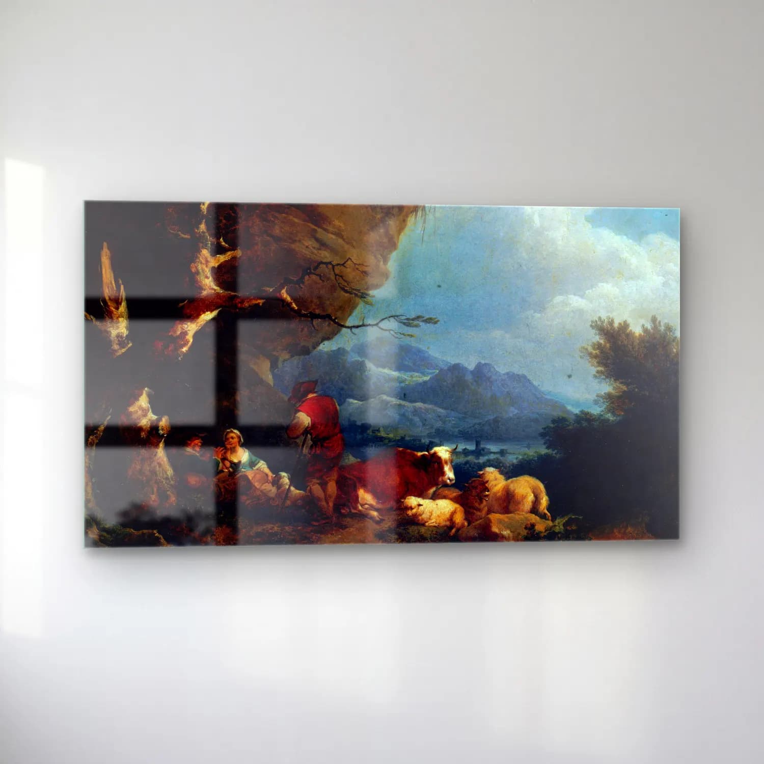 Philip James de Loutherbourg – Paysage animé de bergers cam tablo — sol açıdan görünüm